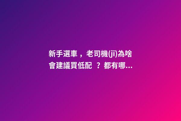 新手選車，老司機(jī)為啥會建議買低配？都有哪些玄機(jī)？